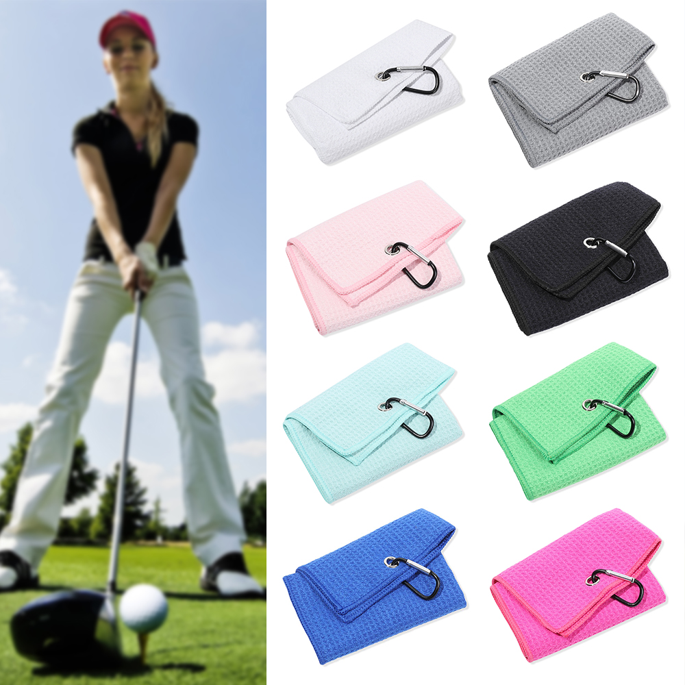 Golf Towel Waffle - Black Microfiber Cotton Golf Towel With