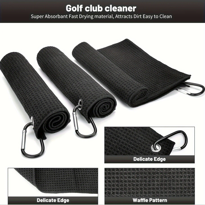 1 Pc Black Golf Towel Microfib - Golf Towel Waffle avaliação e preço