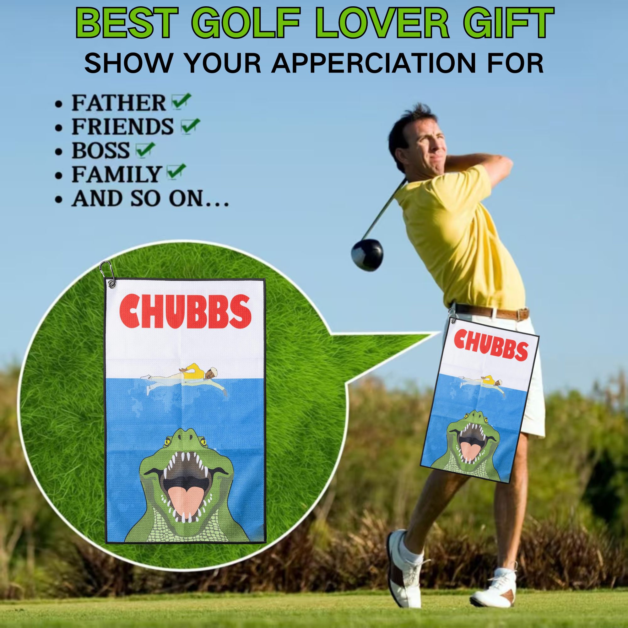 Fun Happy Gilmore Design Golf  - Golf Towel Waffle avaliação e preço