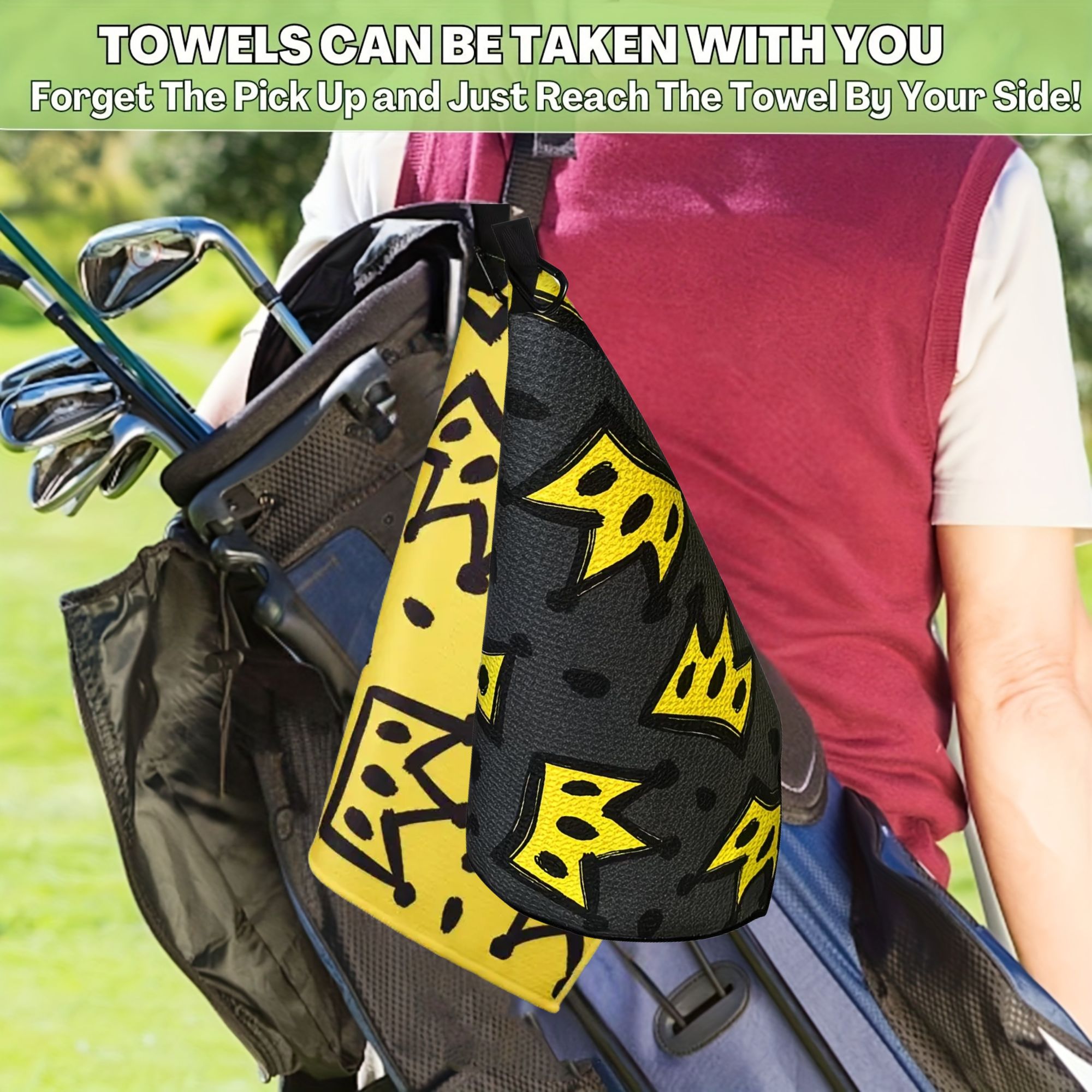 2pcs King Crown Large Golf Tow - Golf Towel Waffle avaliação e preço
